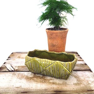 Vintage McCoy Pottery, Mid Century Green Rectangular Planter