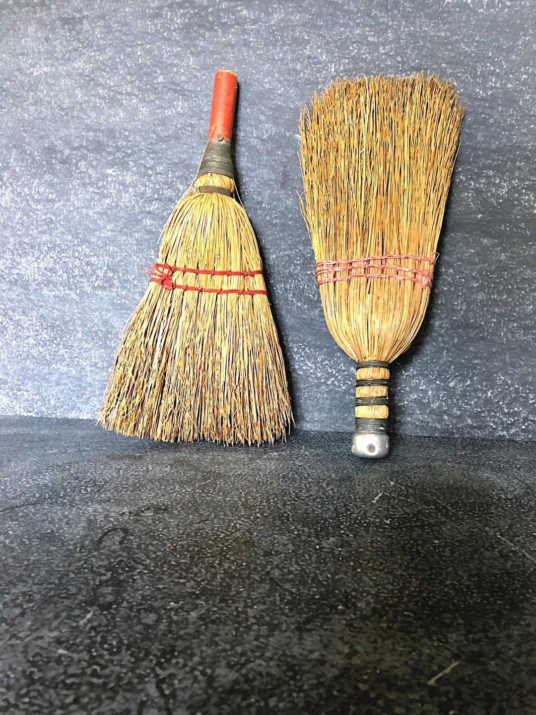 Vintage Natural Straw Whisk Brooms, Rustic Farmhouse, Country Kitchen ...
