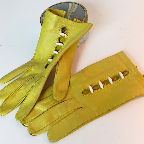 Vintage French Kidskin Leather Driving Gloves, si… - image 1
