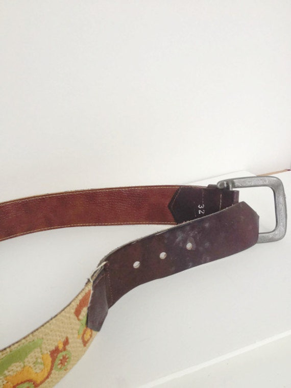 Vintage Tapestry Leather Belt, Antique Car Show, … - image 4