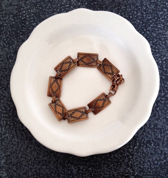 Vintage 1950's Copper Link Bracelet, Southwest St… - image 1