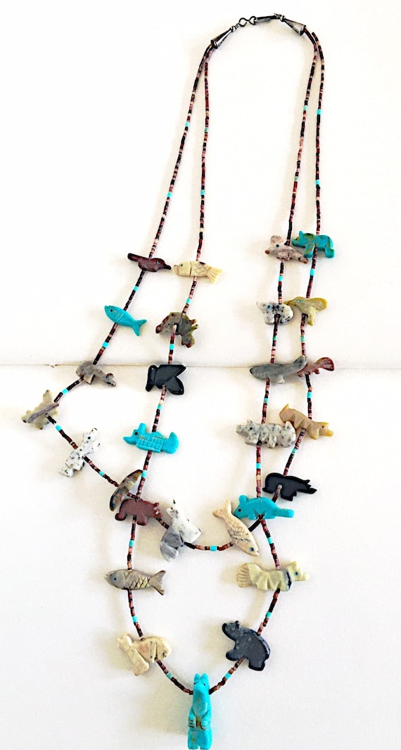 アクセサリー U.S vintage Animal Fetish necklace VINTAGE NATIVE AMERICAN 925 STERLING SILVER 20 Pc FETISH