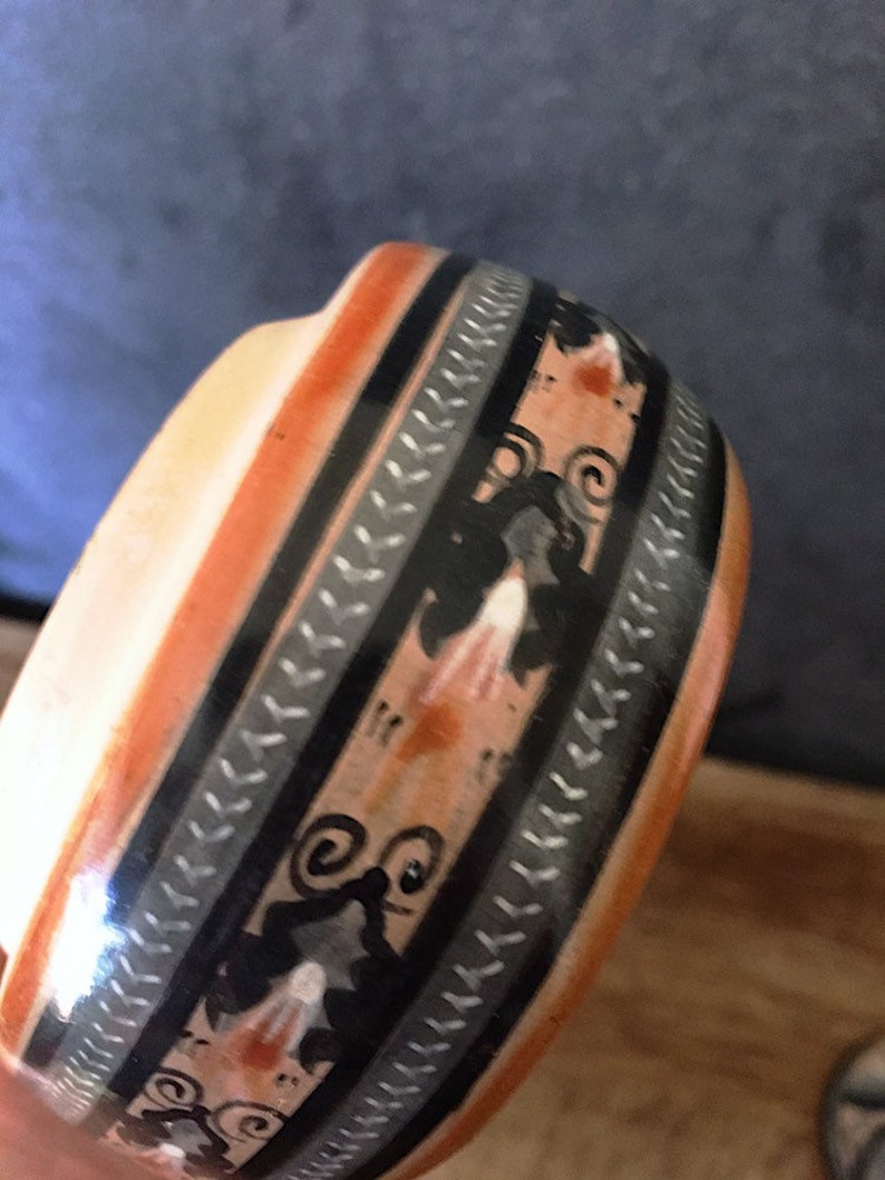 1980/'s Hand painted Pottery Artist Florentino Jimon Mexican Folk Art Jewelry box Vintage Tonala Pottery Box