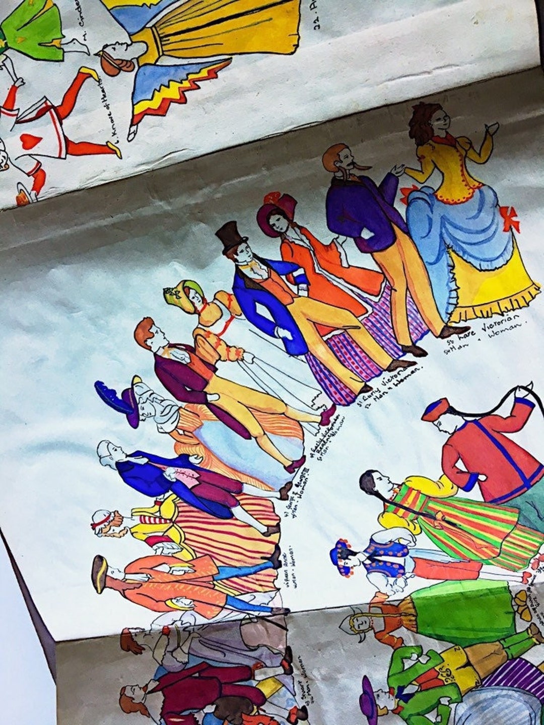 Vintage Hand Drawn Theater Costumes Book, Pen and Ink Watercolor Illustrations, Amazing
