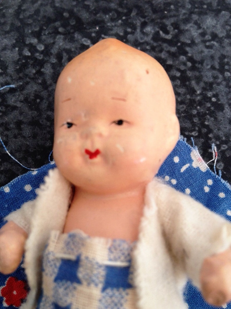 Vintage Bisque Baby Doll 1950's Doll House Tiny Etsy