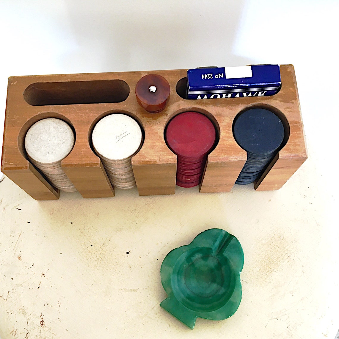 Vintage Wooden Poker Chip Caddy MidCentury Poker Game holder Etsy