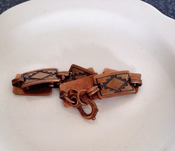 Vintage 1950's Copper Link Bracelet, Southwest St… - image 5