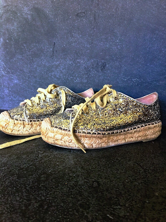 Vintage Silver Sequin Espadrille Sneakers 1980's Designer - Etsy India