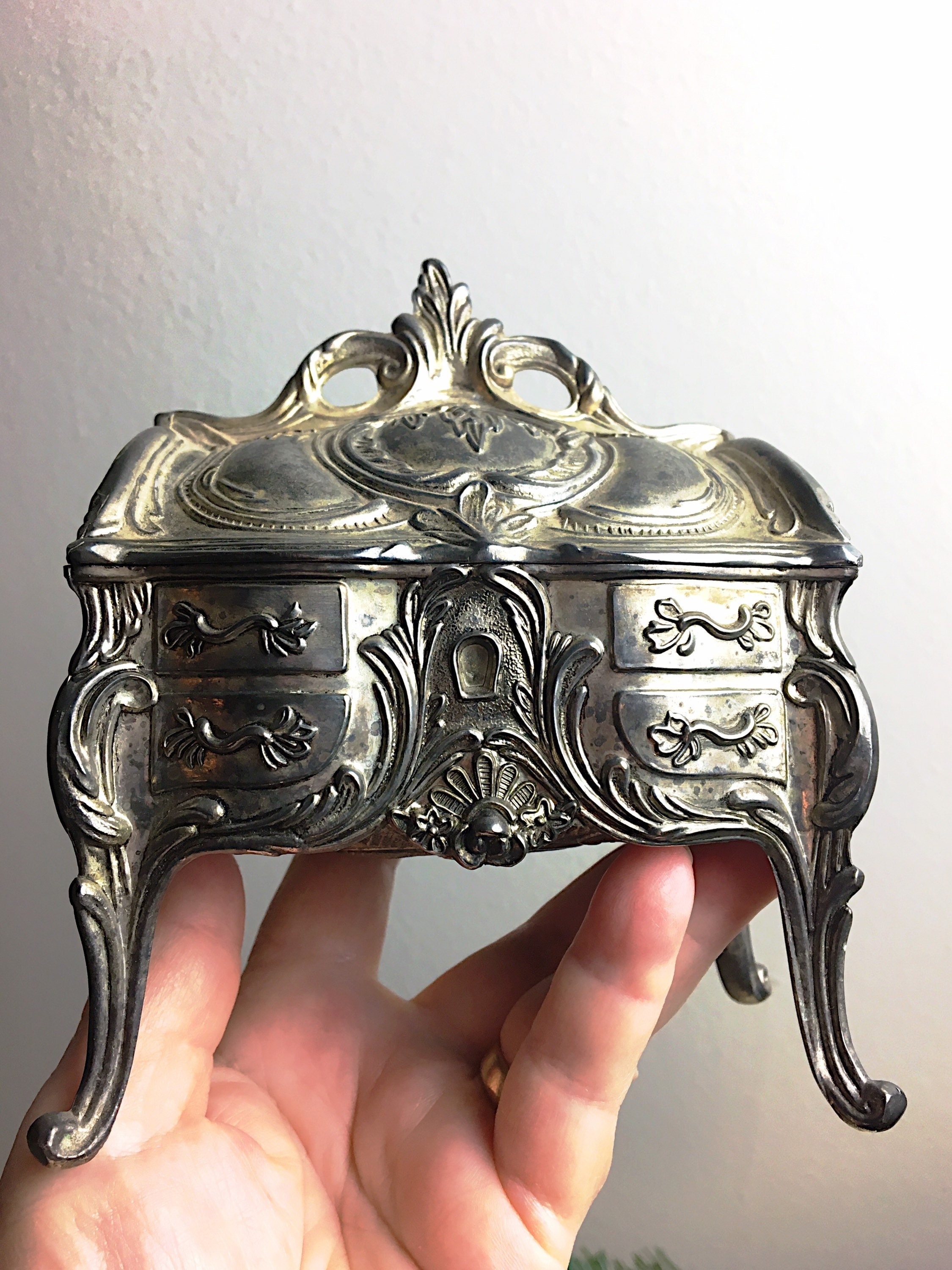 6pc antique silver finish metal alloy jewelry box pendant-3359 