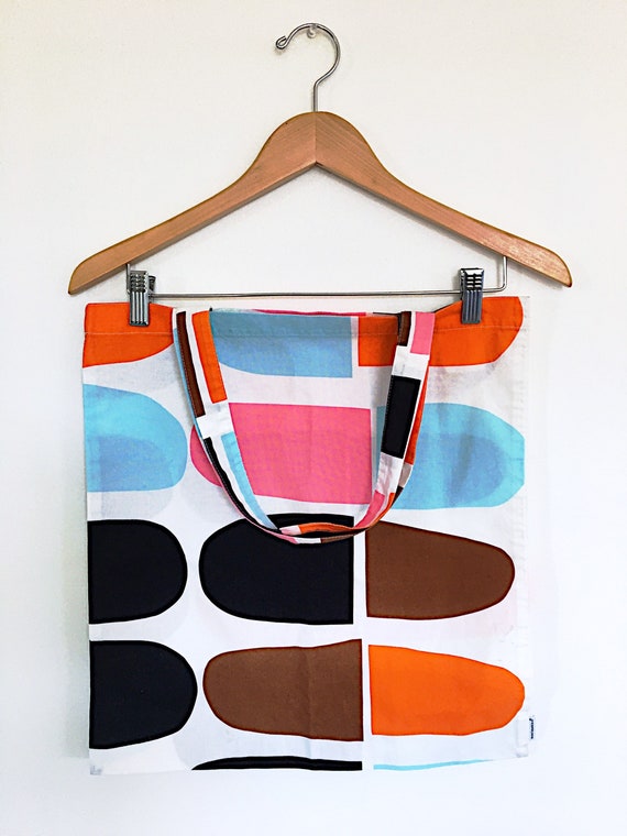 Vintage Marimekko Cotton Tote Bag, 1990's Mod Fabr