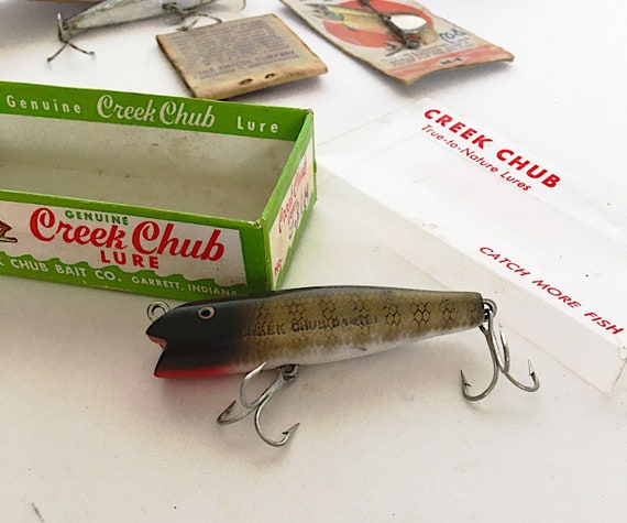 Vintage Fishing Lures, Creek Chubb Lure in Box, Wooden Lure, Fishing Tackle,  Gift for Him 