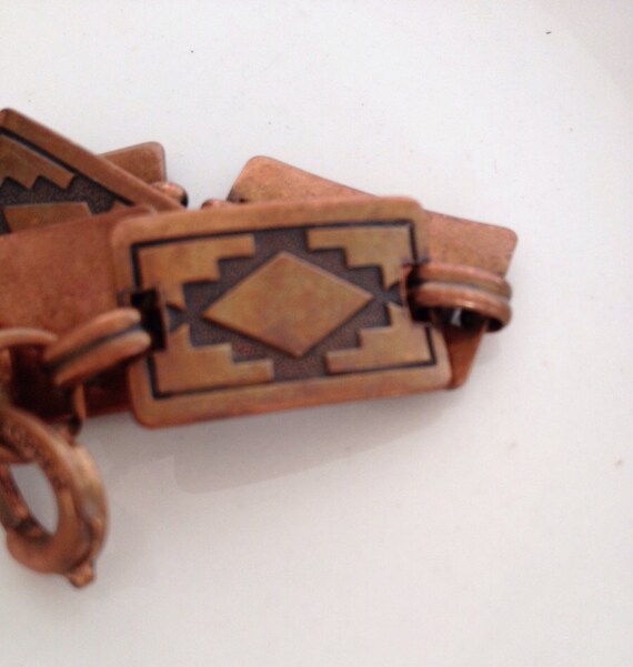 Vintage 1950's Copper Link Bracelet, Southwest St… - image 4