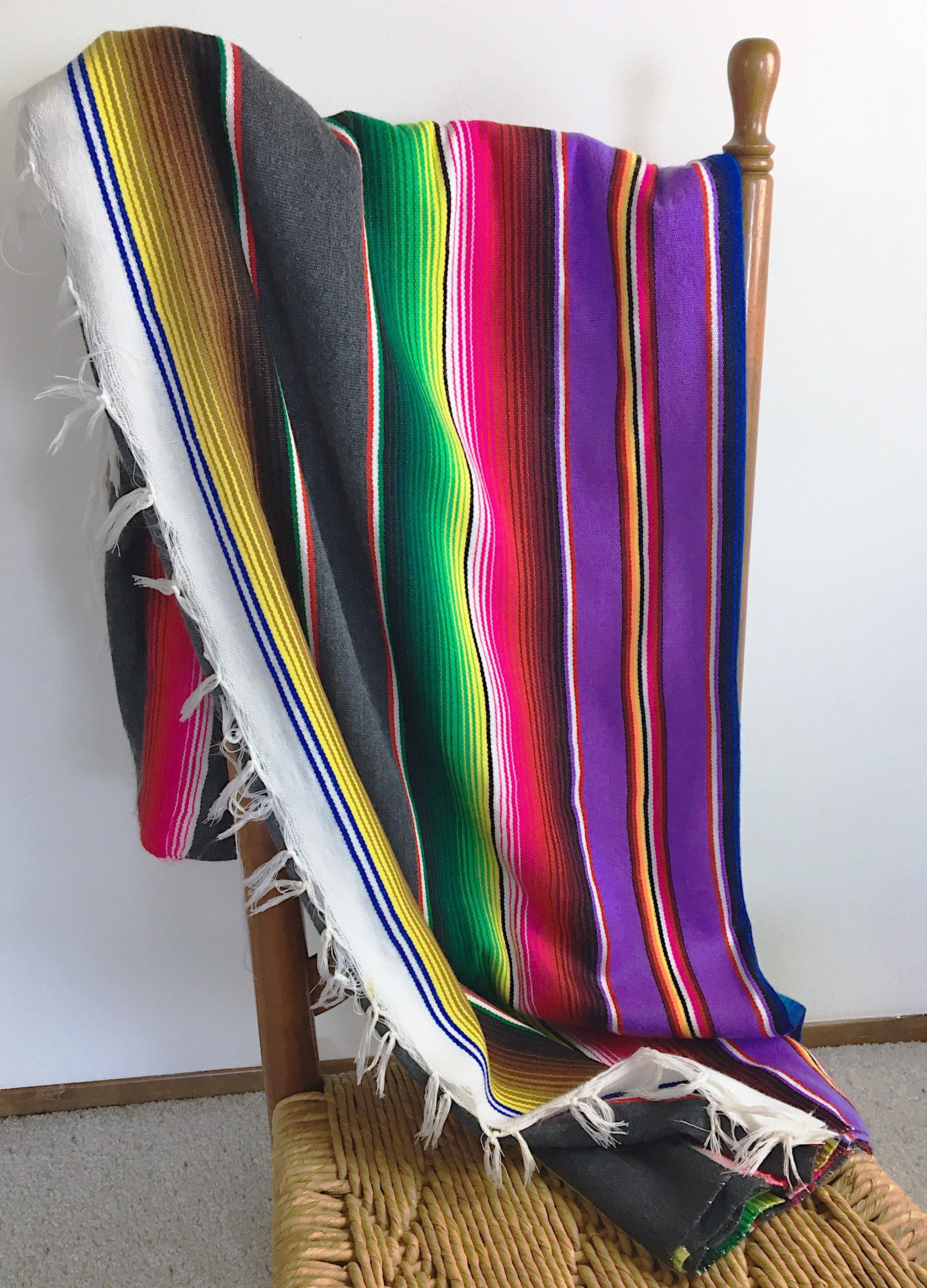 Vintage Saltillo Blanket: Colorful Striped Mexican Serape With