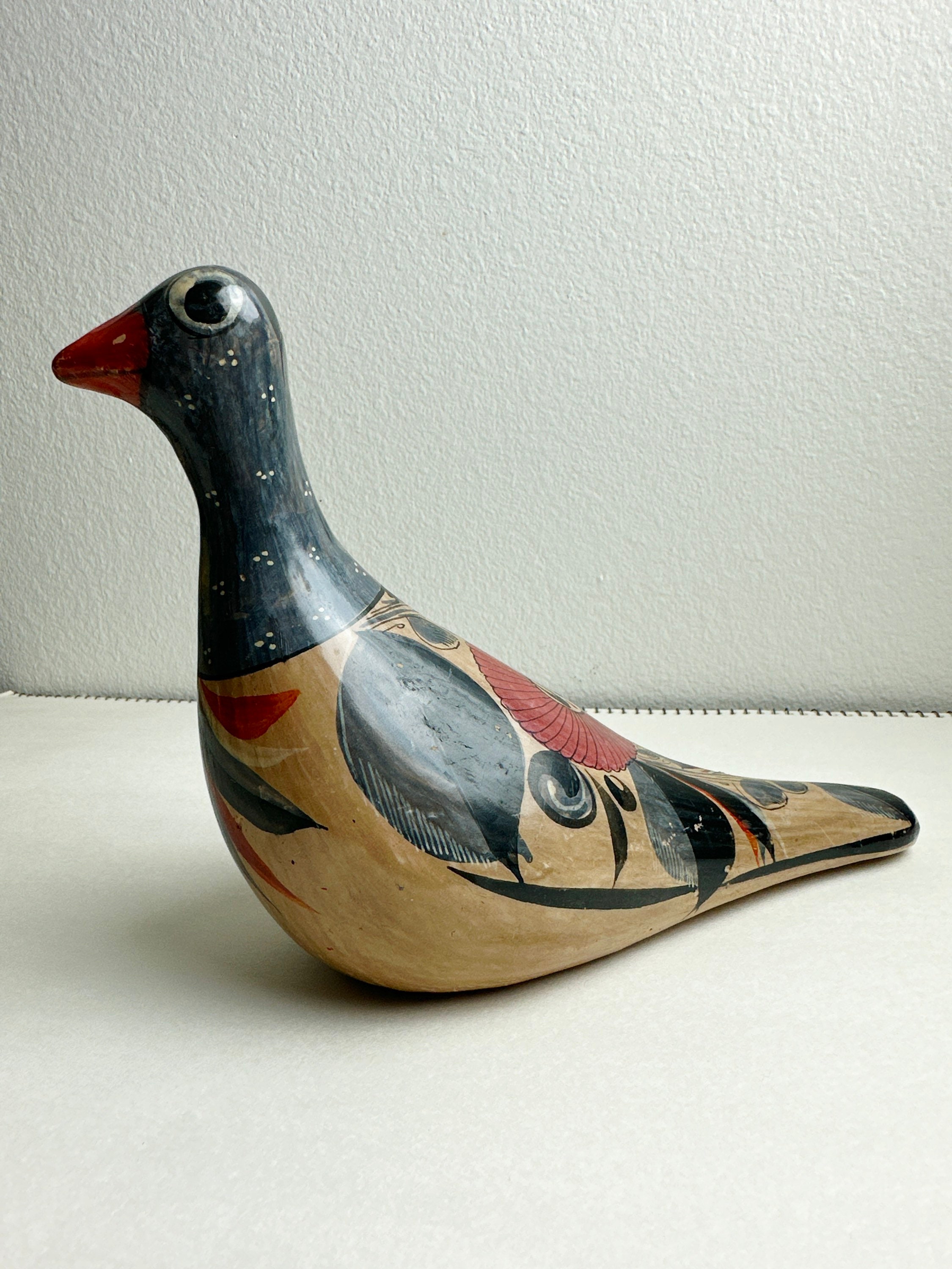 Vintage Tonala Mexico Clay Bird, Beautiful Hand Painted