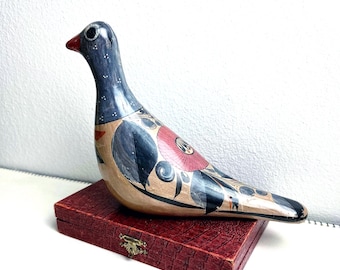 Vintage Tonala Mexico Pottery Bird: Hand-Painted Clay Sculpture