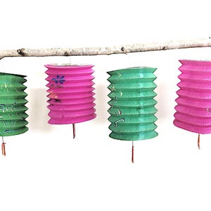 Vintage Japanese Paper Lanterns, 1970's Party Lanterns, Holiday Decorations