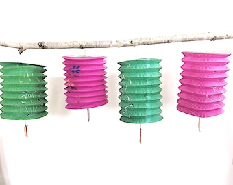 Vintage Japanese Paper Lanterns, 1970's Party Lanterns, Holiday Decorations