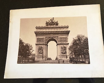 Vintage Cabinet Cards of Paris circa 1800&#39;s, Sepia photography, Arc d&#39; Triomphe and Notre Dame