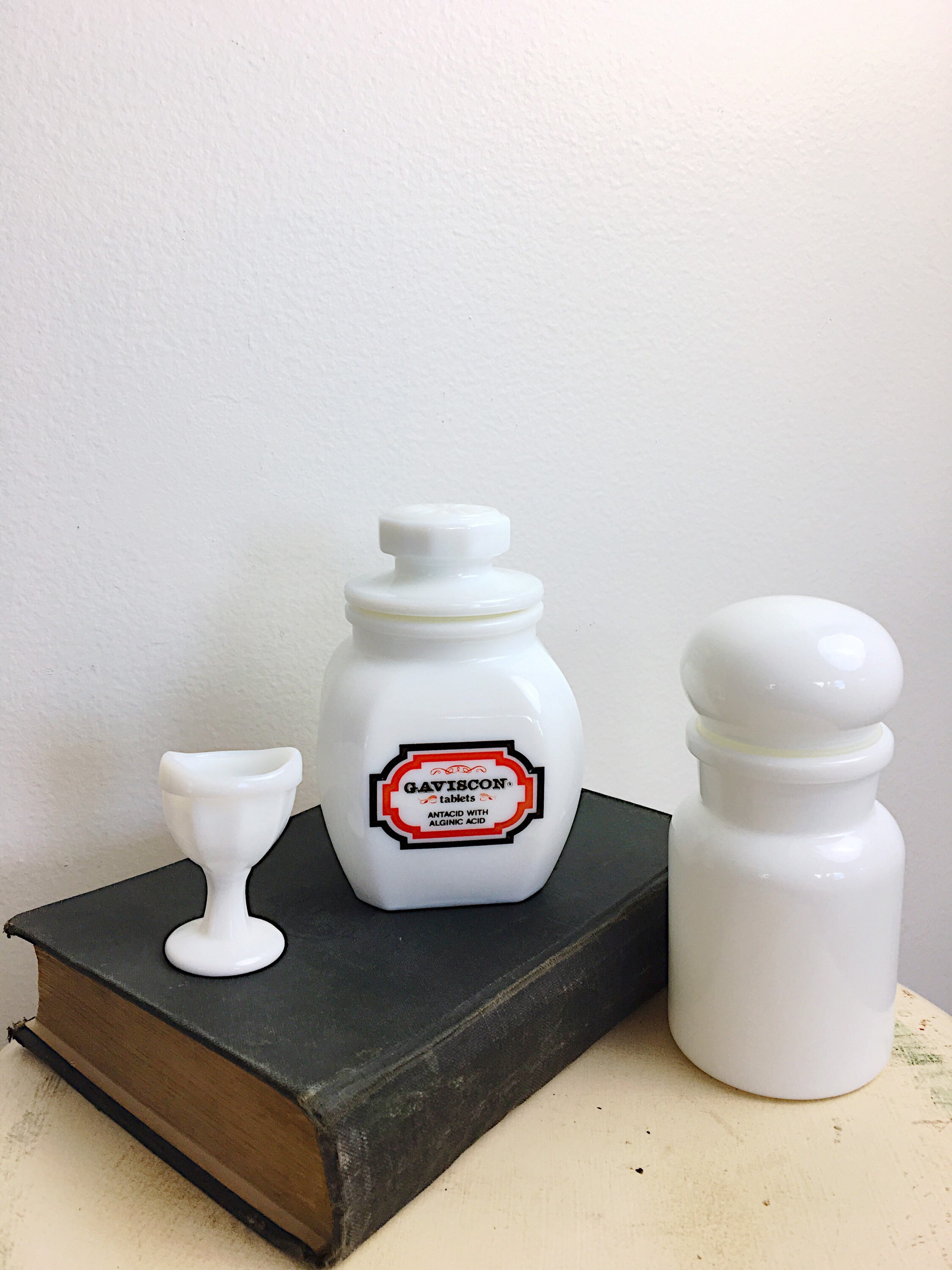 Vintage Apothecary Jars Milk Glass Gaviscon Tablet Jar Etsy
