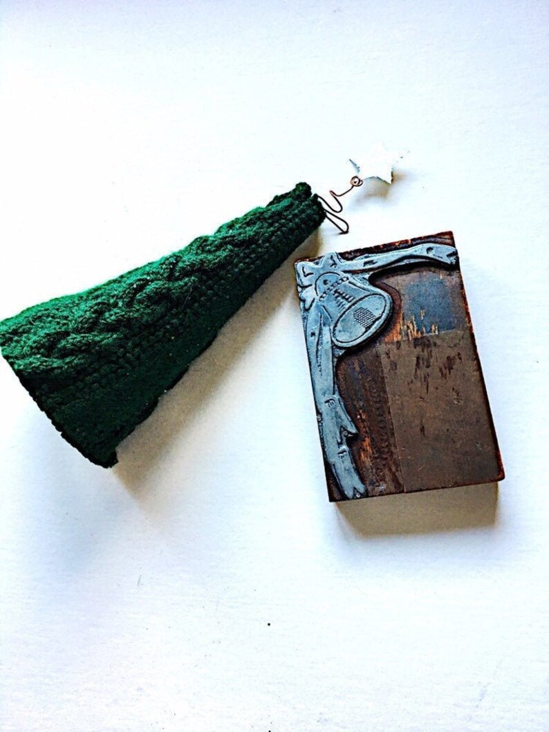 Vintage Christmas Print Block, Antique Letterpress Holiday Bell & Bow ...