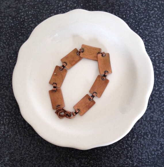 Vintage 1950's Copper Link Bracelet, Southwest St… - image 2