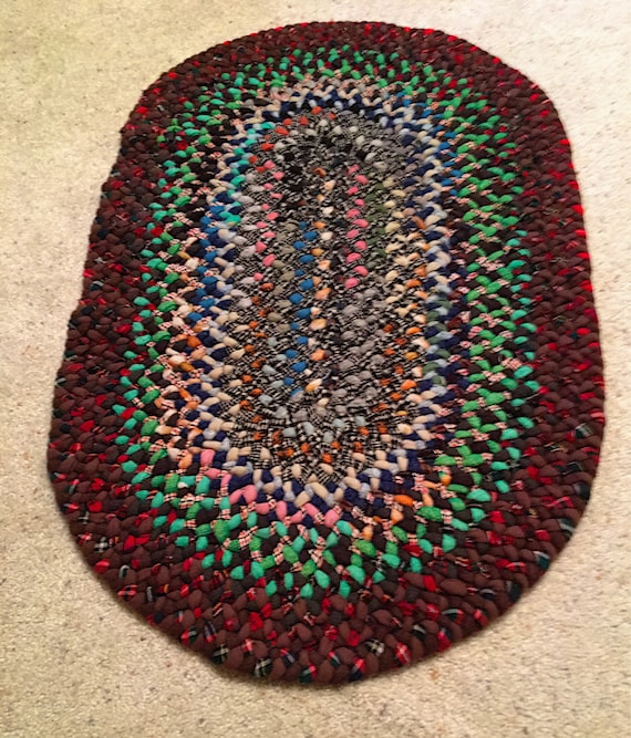 Vintage Braided Wool Rug Americana Style Farmhouse Decor Etsy