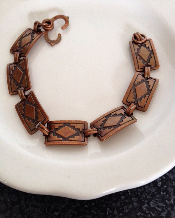 Vintage 1950's Copper Link Bracelet, Southwest St… - image 3