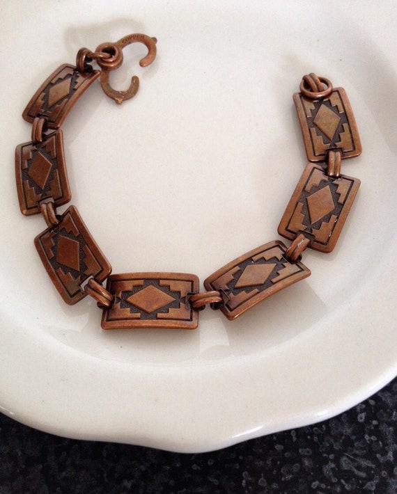 Vintage Copper Bracelet, 1950's Southwest Stamped… - image 3