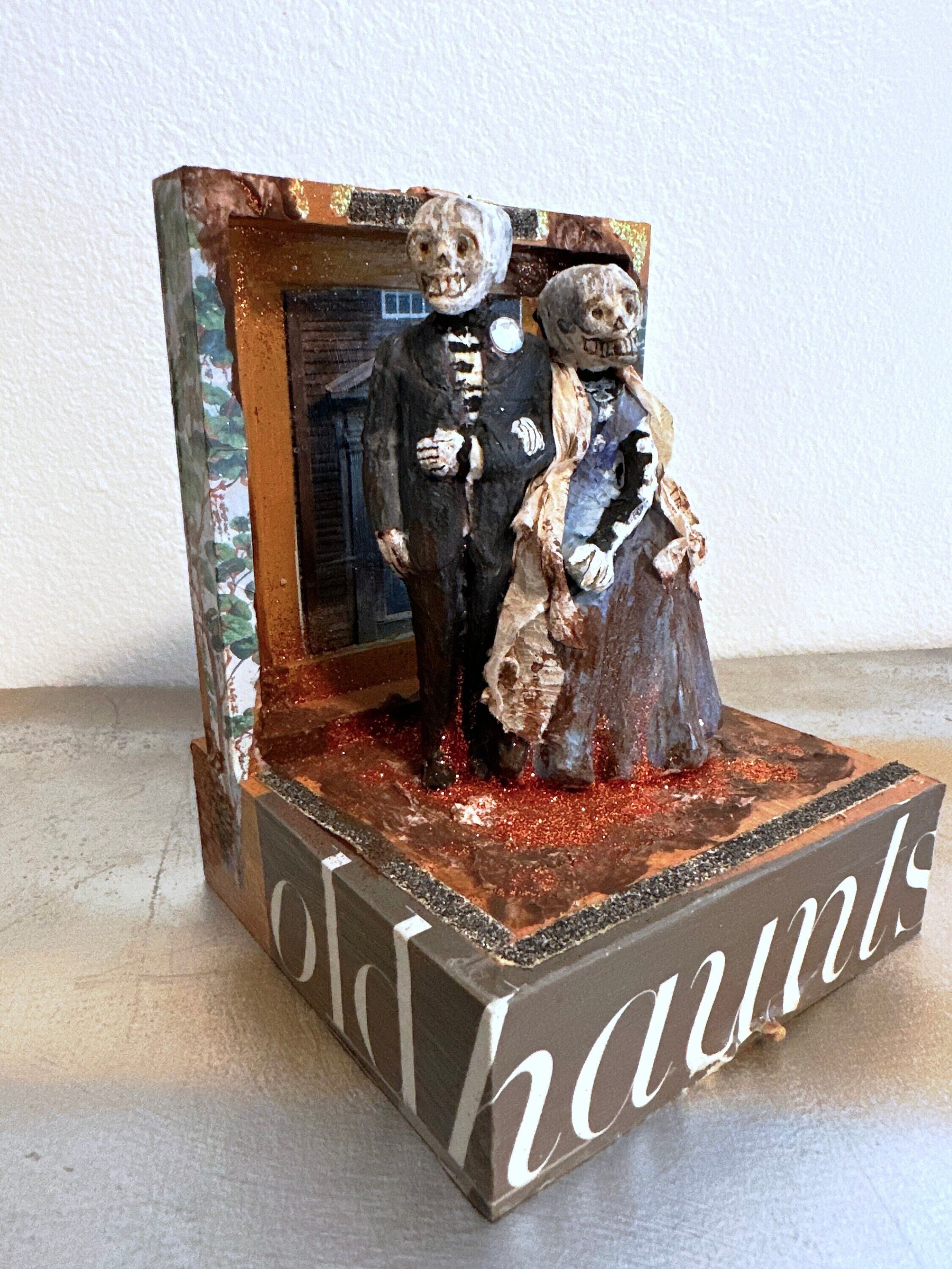 Vintage Skeleton Bride and Groom, Day of the Dead Wedding Cake Topper