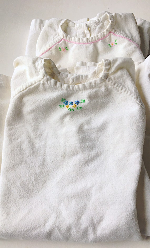 Vintage Embroidered Flannel Baby Gowns 1940 s Handsewn Heirlooms Newborn Photos Etsy Canada