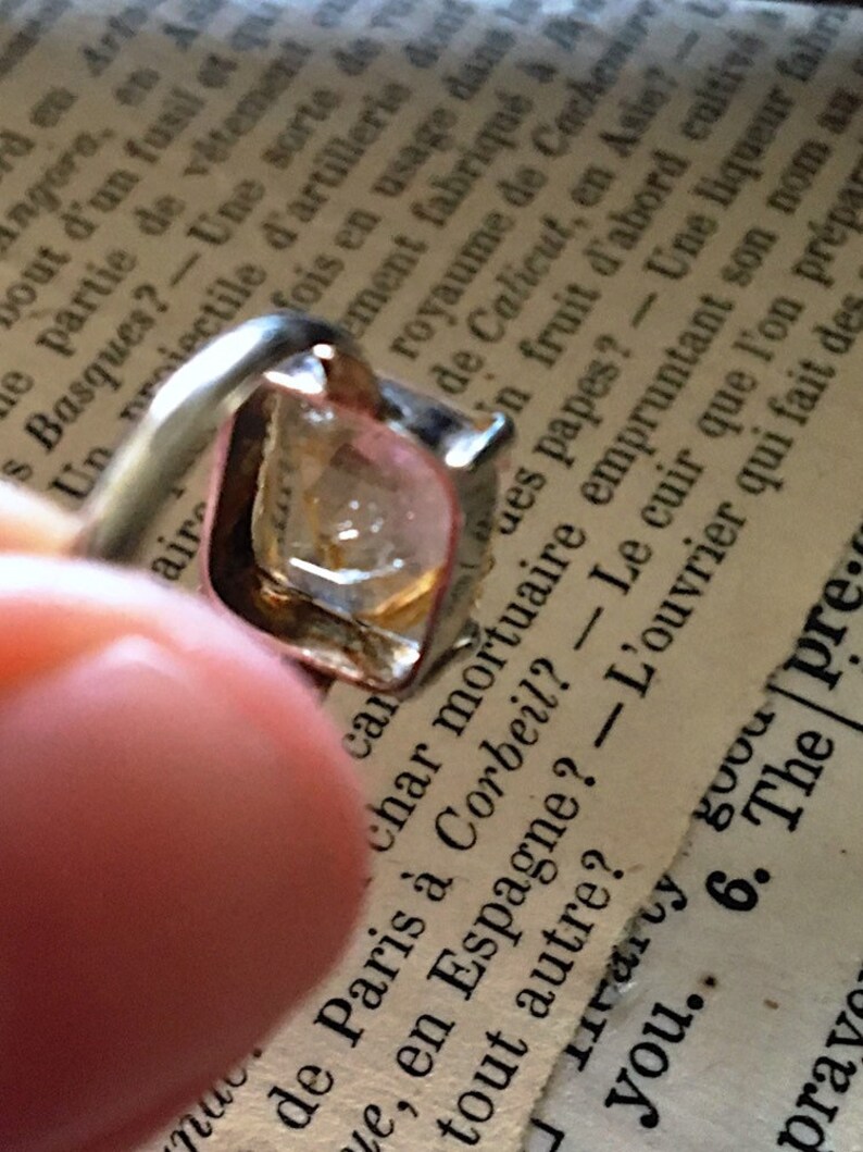 Sterling Silver setting Vintage Golden Rutilated Quartz Ring