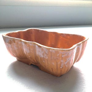 Vintage Orange Drip Ware Ceramic Planter, 1950's Indoor Houseplant Pot