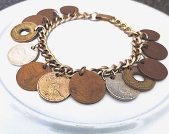 Bracelet Vintage En Pièces De Monnaie De La République De Saint-Marin – Occasion – Il Manque Une Maille