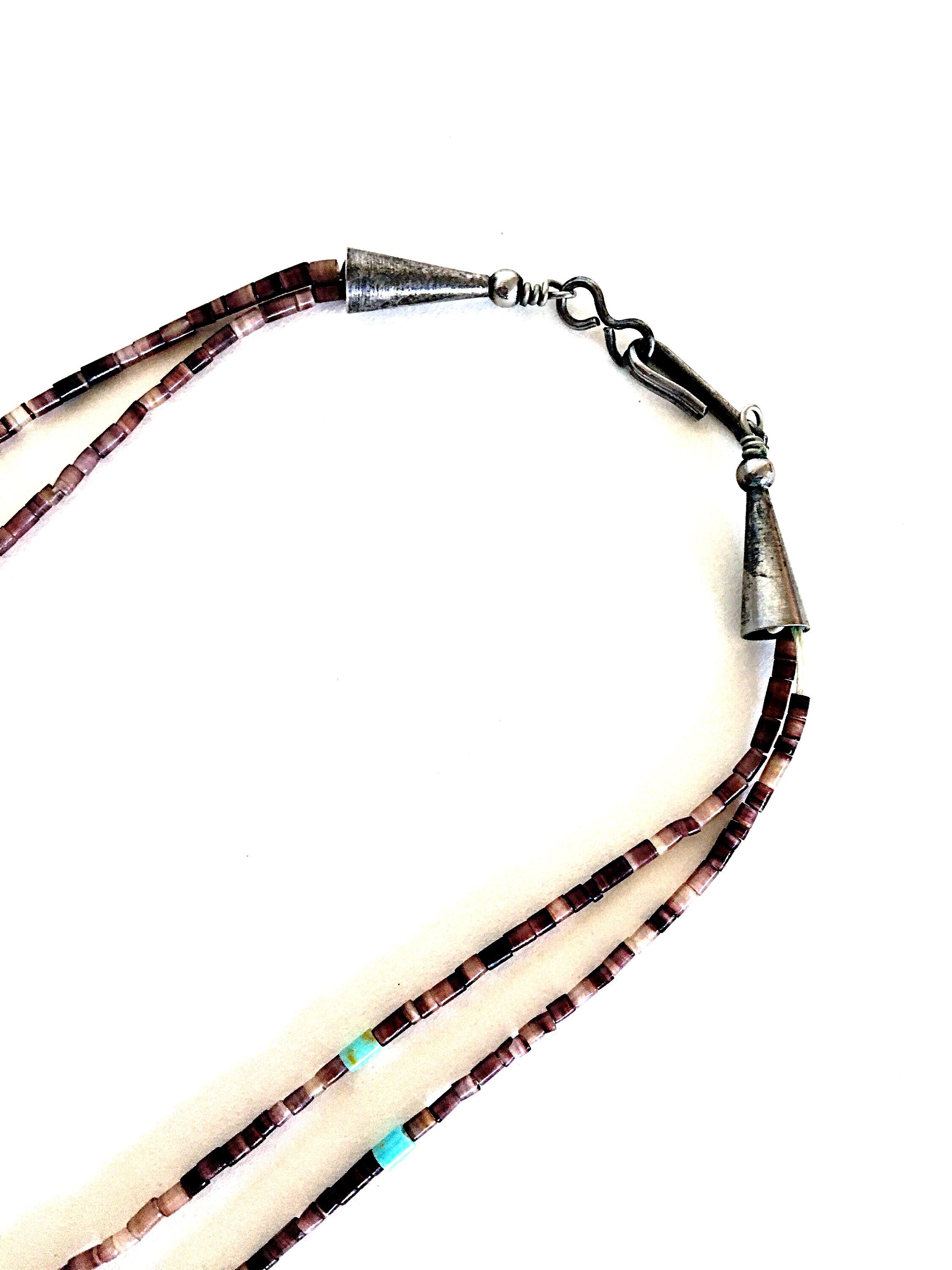 Vintage Zuni Fetish Necklace, Carved Turquoise Bear Totem, Natural