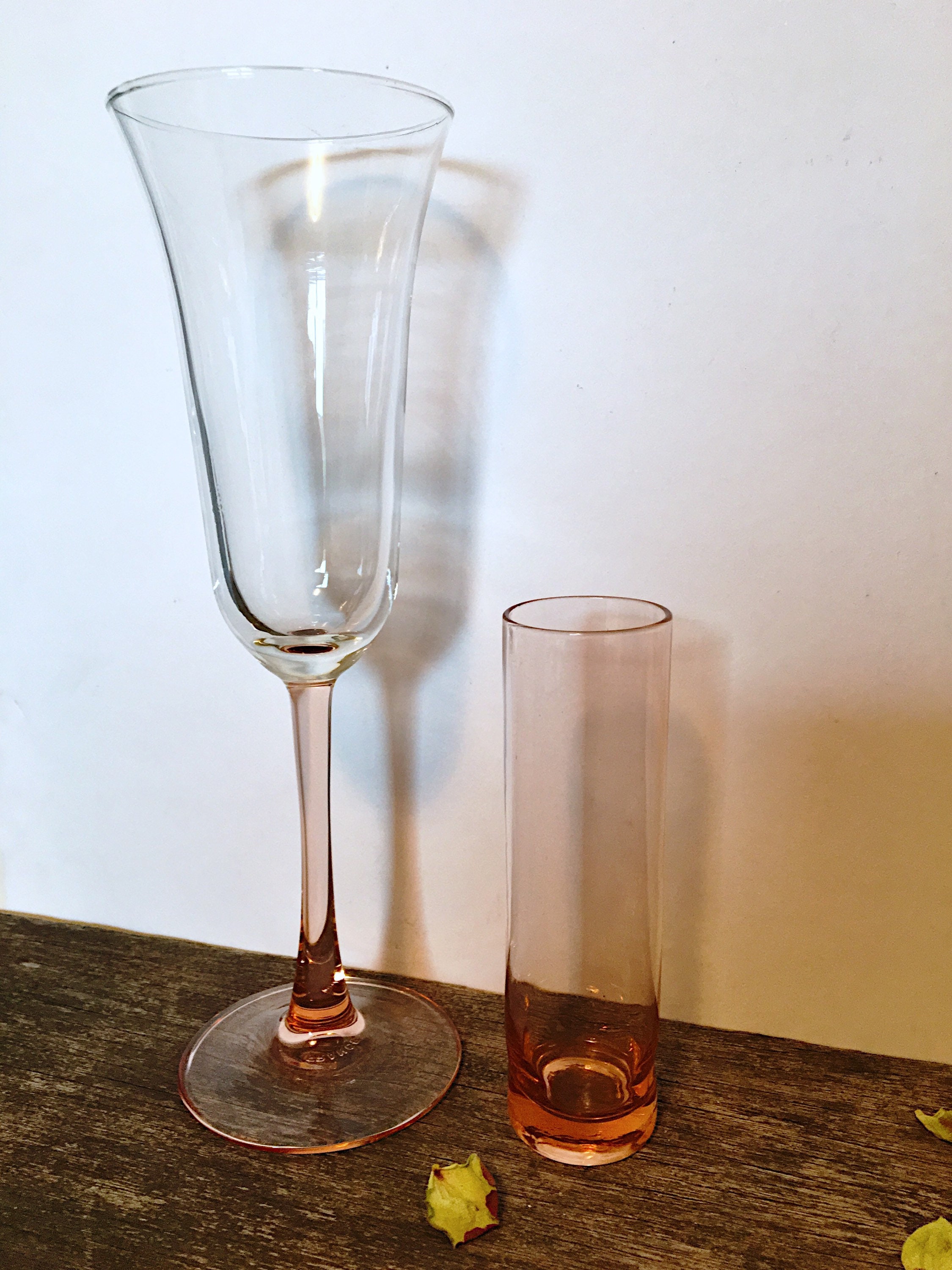 Vintage Pink Glass Champagne glasses 1950's Blush Pink Etsy