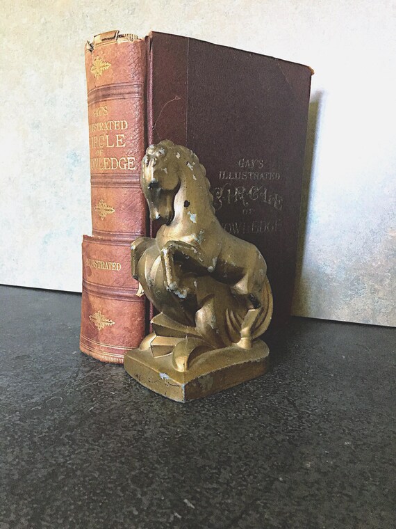 Vintage Art Deco Horse Bookend, 1920's Cast Metal Horse