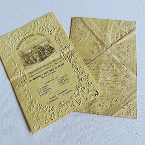 Antique Civil War Soldier Letter & 1862 Embossed 4th of July Invitation