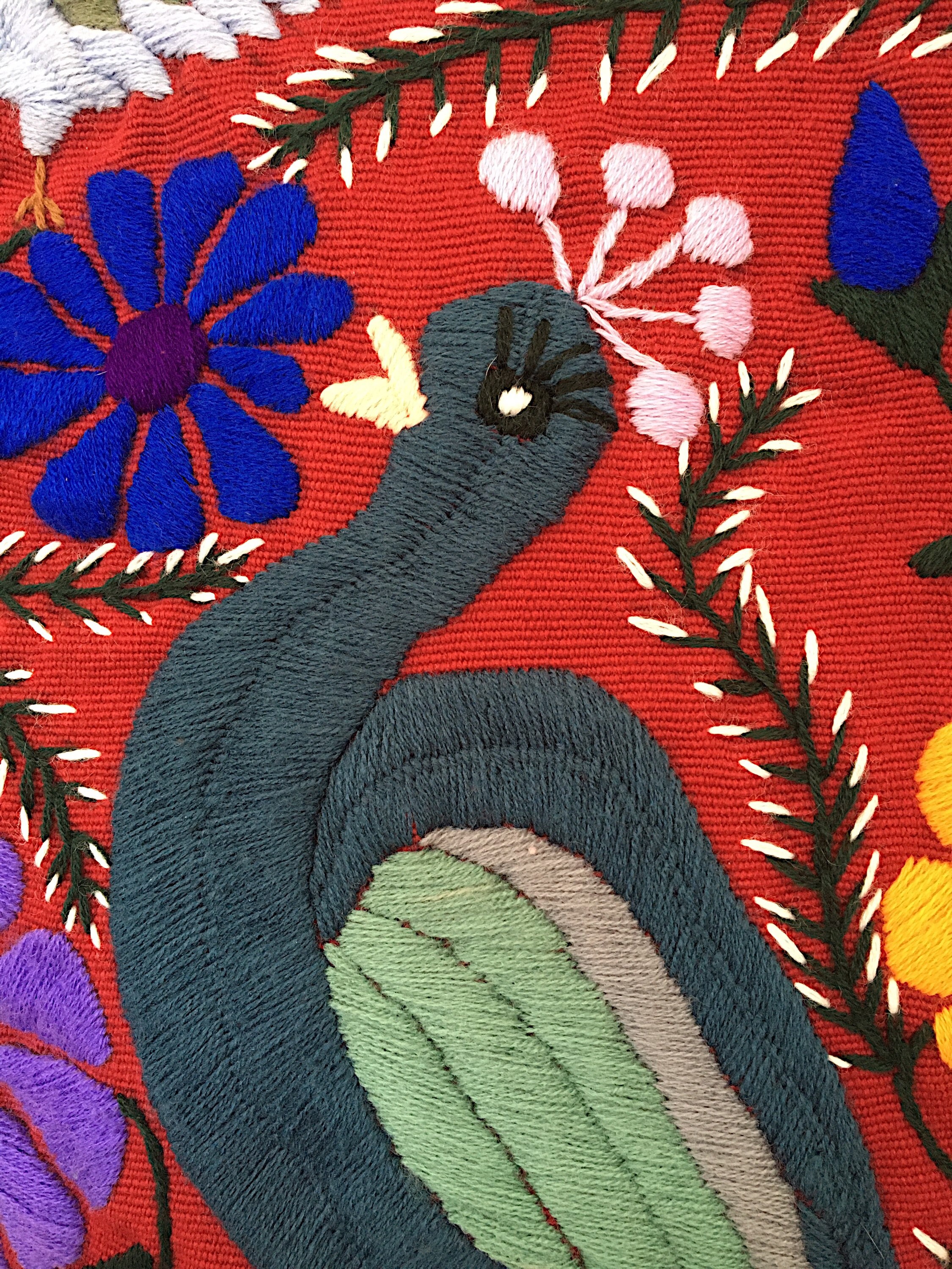 Tapisserie Brodée Vintage Appliqué - Art Folklorique 16x16 Cm