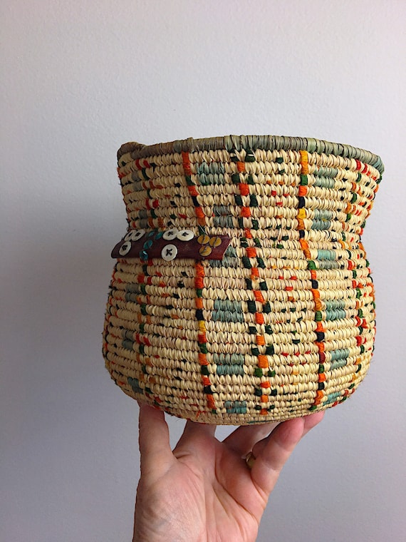 Vintage Coiled Grass Basket Siwa Oasis Berber Tribal Basketry Etsy UK