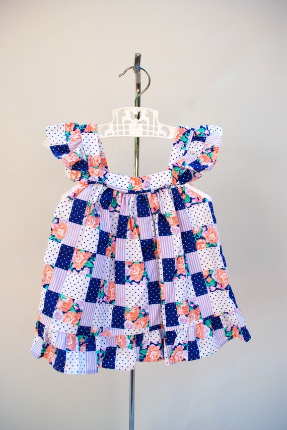 Vintage 80s girls sundress set. Toddler dress. Pin