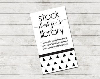 Book Request Card - Triangles Baby Shower - Modern Baby Shower - Black & White Series - Black White Modern - INSTANT DOWNLOAD - Printable