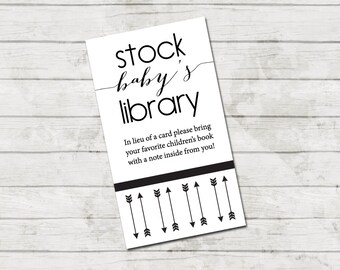 Book Request Card - Arrow Baby Shower - Modern Baby Shower - Black & White Series - Black White Modern - INSTANT DOWNLOAD - Printable