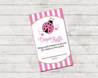 Diaper Tombola Ticket - Valentines Baby Shower - Lady Bug - Lady Bug Valentine Shower - Rose Noir et Or - TÉLÉCHARGEMENT INSTANTANÉ - Imprimable