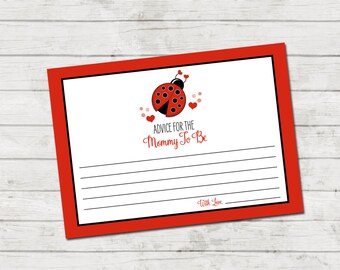 Advice for Mommy To Be - Valentines Baby Shower - Lady Bug - Lady Bug Valentine Shower - Red Black - INSTANT DOWNLOAD - Printable