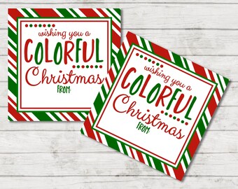 Colorful Christmas Gift Tag - Preschool Kids Christmas Gift Tag - Christmas Printable - Green and Red - INSTANT DOWNLOAD - Printable