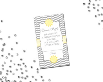 INSTANT DOWNLOAD - You Are My Sunshine Baby Shower Diaper Raffle Tickets - Chevron Stripes - DIY - Printable