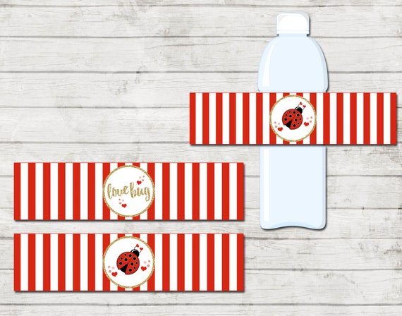 Water Bottle Labels - Valentines Baby Shower - Lady Bug ...