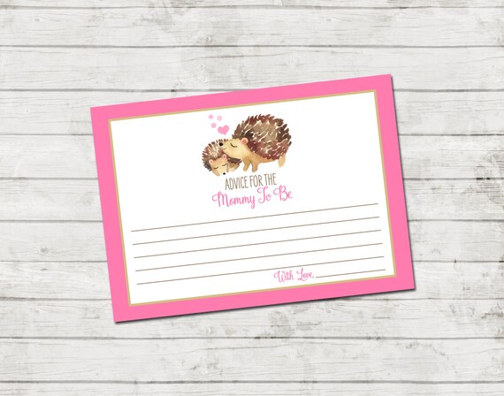 Advice for Mommy To Be - Hedgehog Baby Shower - Hedgehog and Hearts Baby Shower - Stripes - Pink Gold and White - INSTANT DOWNLOAD Printable Il_570xn