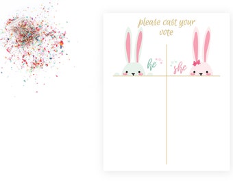 Gender Reveal Voting Sign - He or She Printable - Cast Your Vote - Bunny Gender Reveal Shower - INSTANT DOWNLOAD - Printable