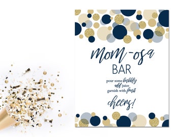 Momosa Bar Sign - Blue and Gold Baby Shower - Baby Shower Mimosa Bar Sign - INSTANT DOWNLOAD - Printable